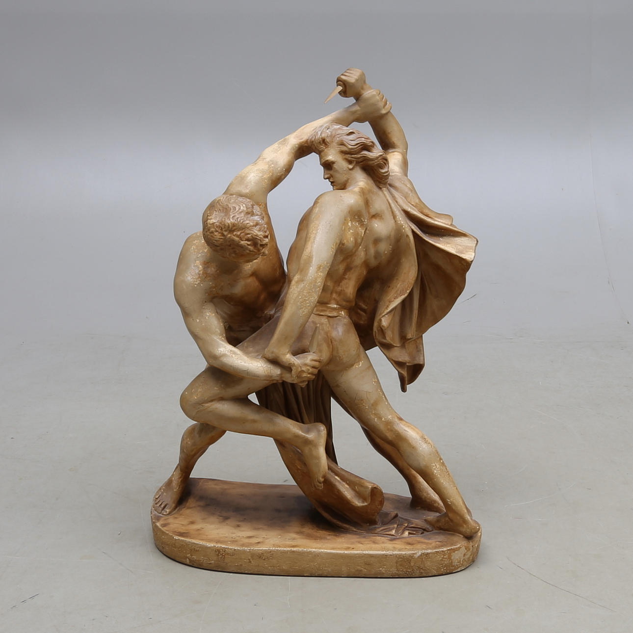 OIDENTIFIERAD KONSTNÄR. kopia efter "Bältesspännarna", av Johan Peter Molin, konstmassa, 1900-tal.