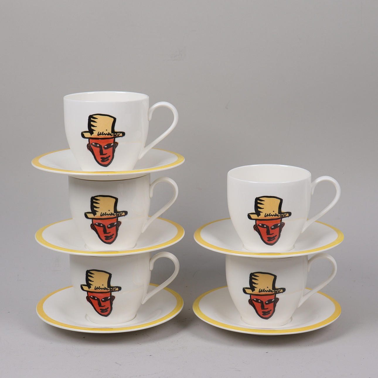 ULRICA HYDMAN-VALLIEN. “People”, cups with saucers, 10 pieces