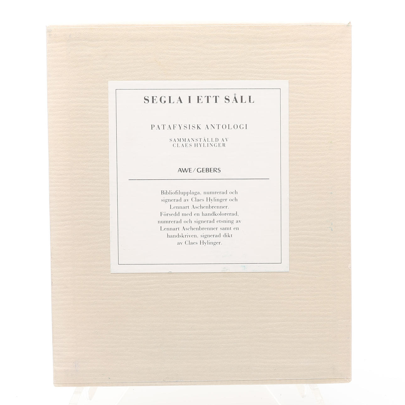 BIBLIOPHILIA. CLAES HYLINGER'S PATAPHYSICAL ANTHOLOGY WITH HANDWRITTEN ...
