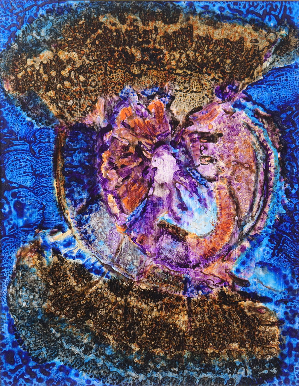 TORSTEN HULT. mixed media on panel, "Romantisk Blå".