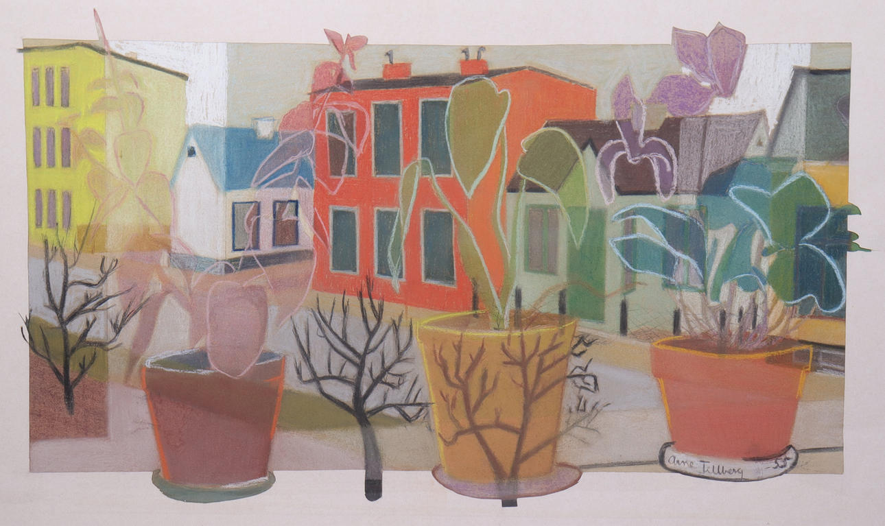 ARNE TILLBERG. pastel, view from window.