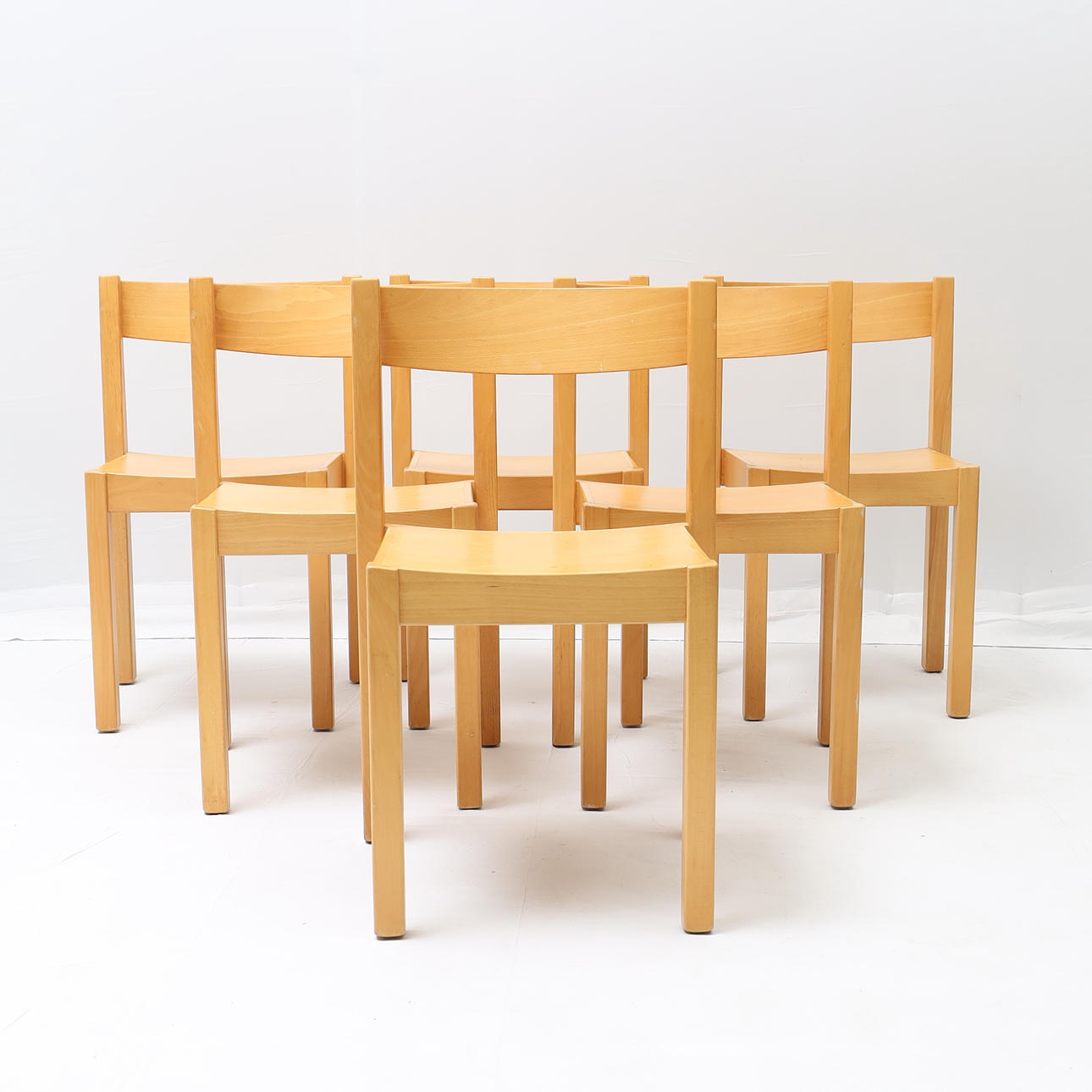 STACKING CHAIRS, probably Axel Larsson S-312, beech.