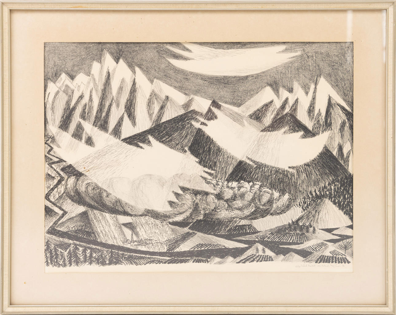 OIDENTIFIERAD KONSTNÄR. lithograph, signed.