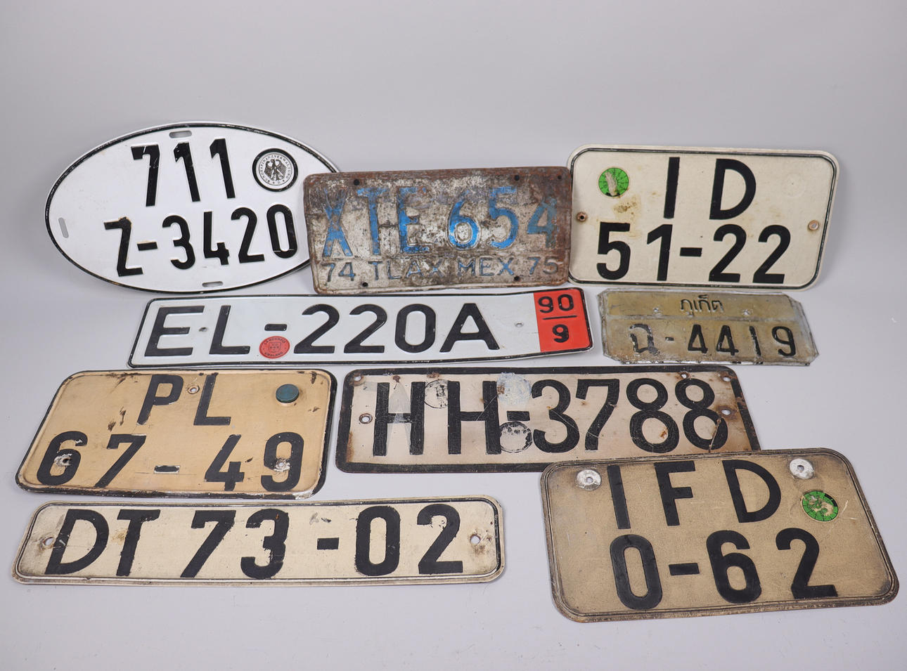 REGISTRATION PLATES, Germany, England etc., 9 pcs.