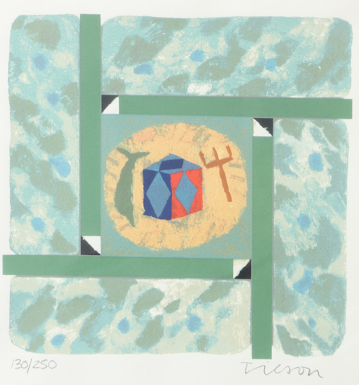 JOE TILSON. Composition, colour lithograph, signed Tilson.