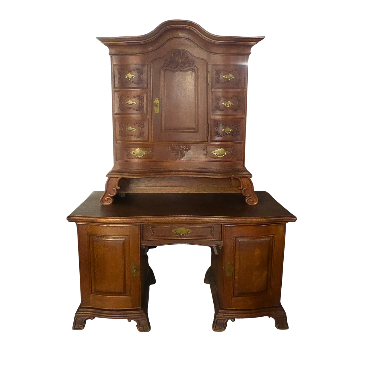 TABERNACLE BUREAU, WALNUT AND OAK.