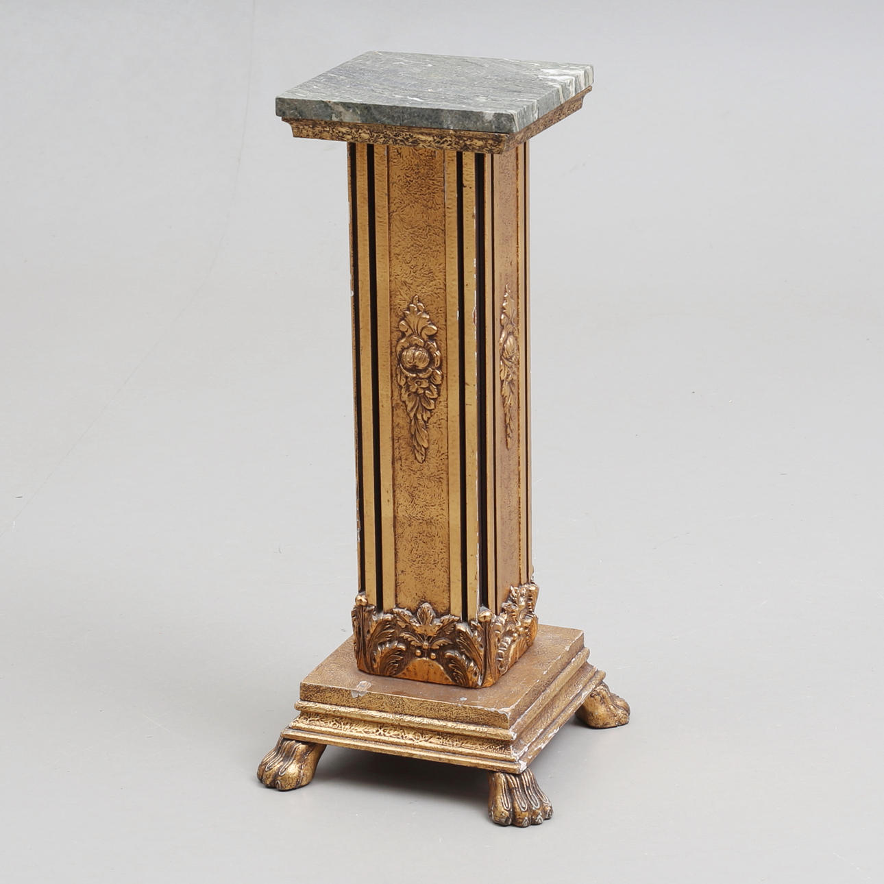 PEDESTAL, gilt with stone top, second half of the 20th century ...