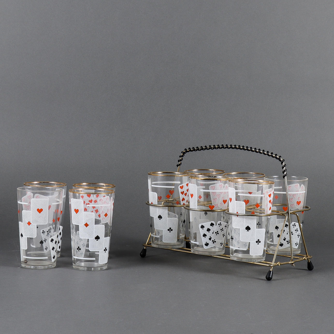 GLASS decoration with playing cards.