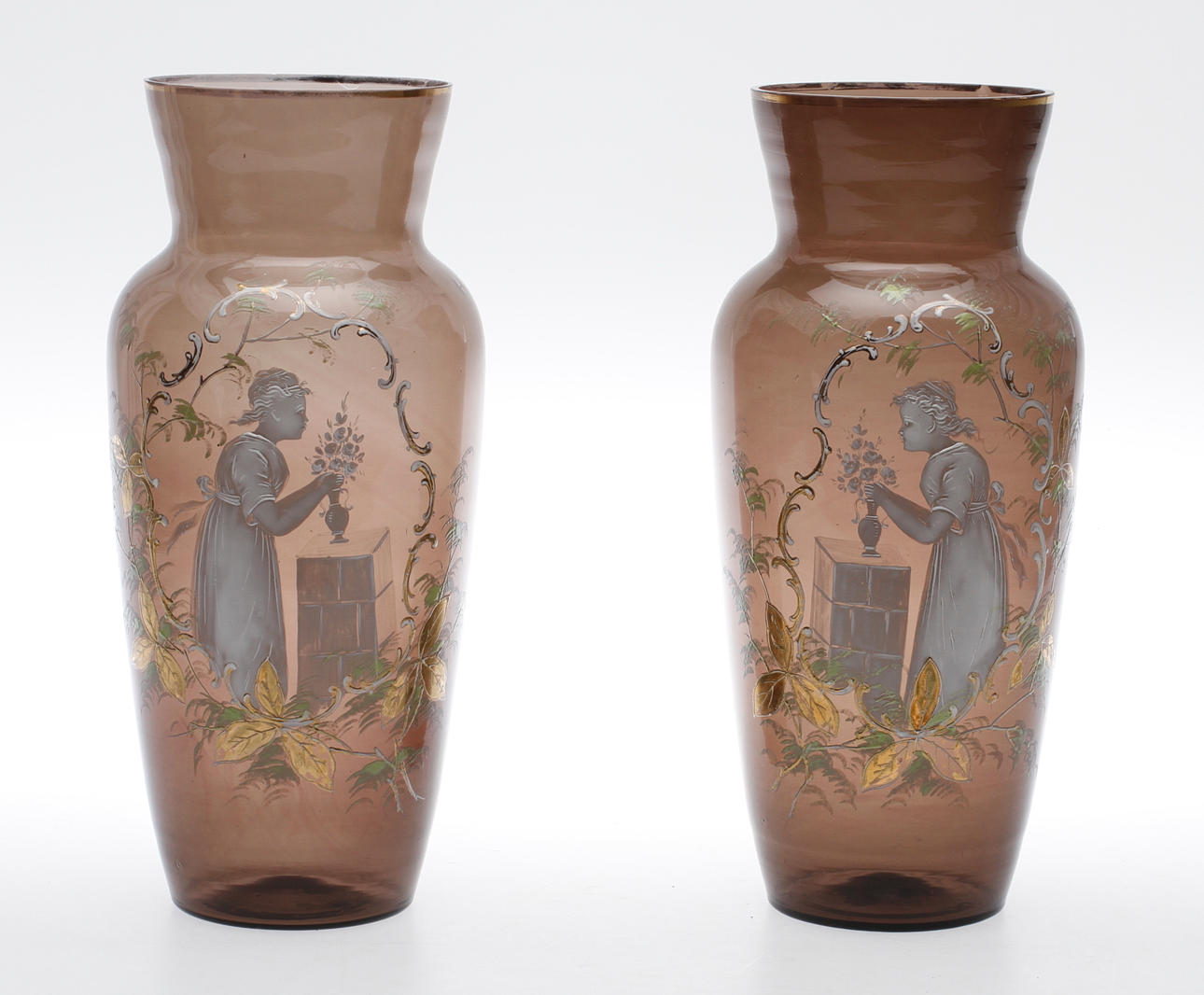 VASER, ett par, Mary Gregory, 1800/1900 tal.