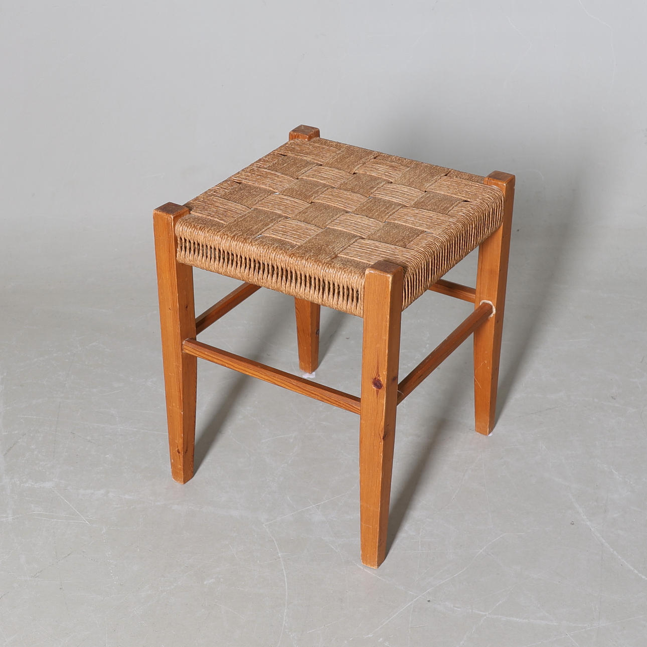 STOOL, woven seat, 20th century.