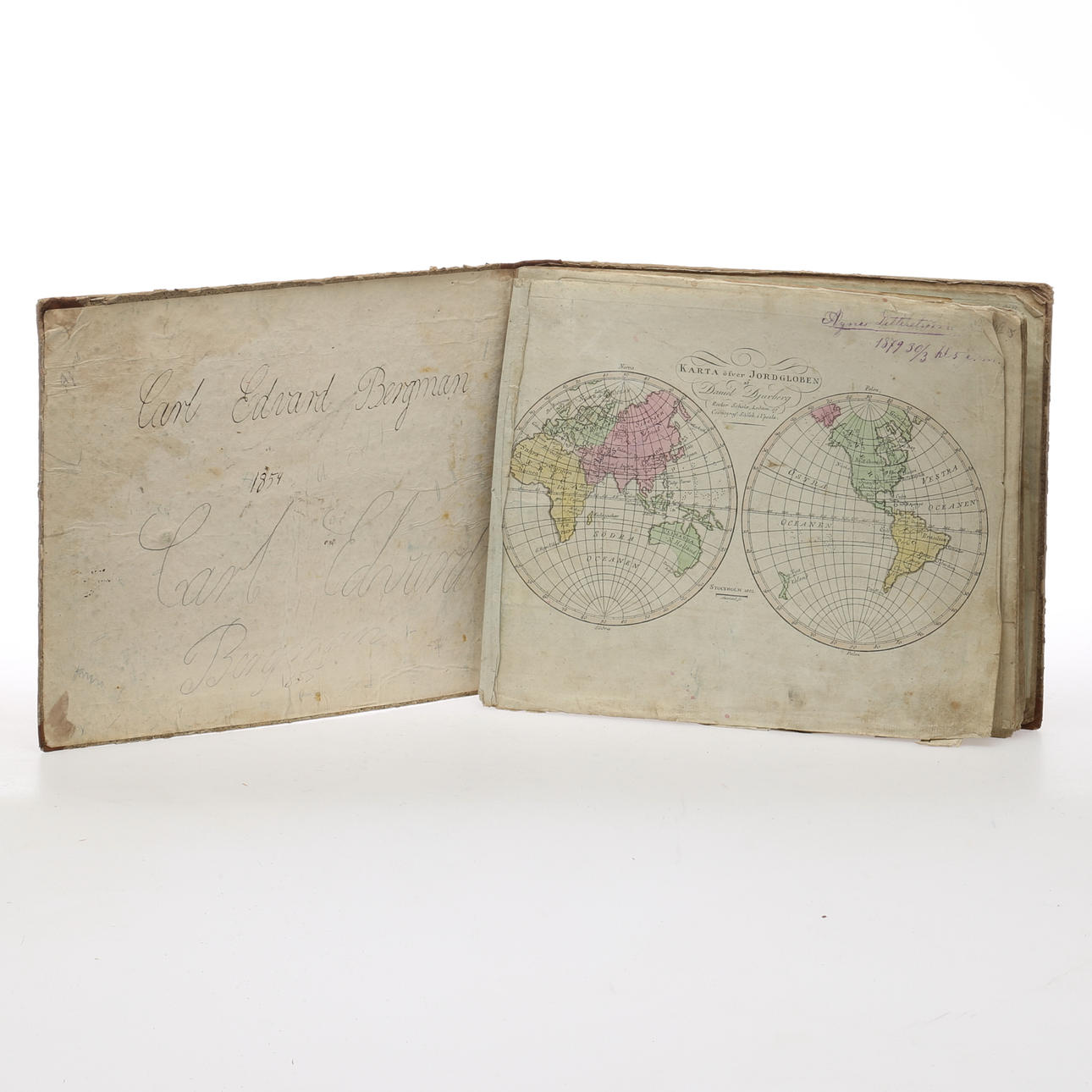 KARTBOK, 32 st kartor, kolorerade, Daniel Djurberg samt A Åkerman, delar ur Atlas Juvenilis, omkring 1800.