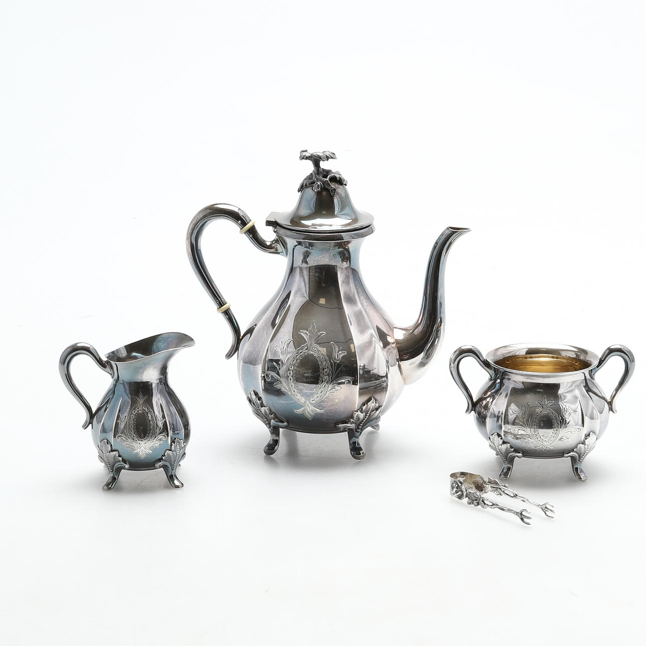 KAFFESERVIS, 3 delar, silver, GAB, 1946.