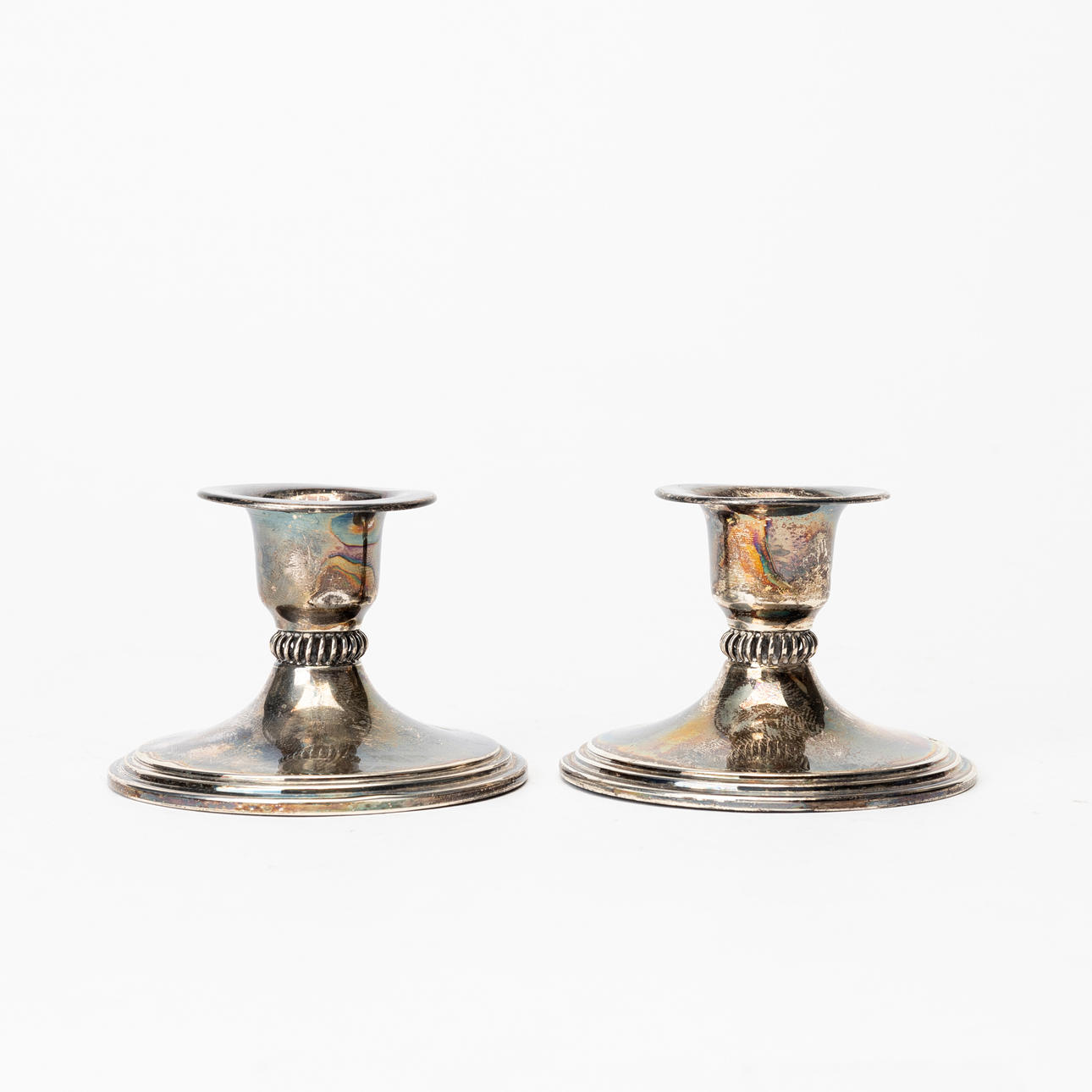 CANDLESTICKS, a pair, silver, import marks.