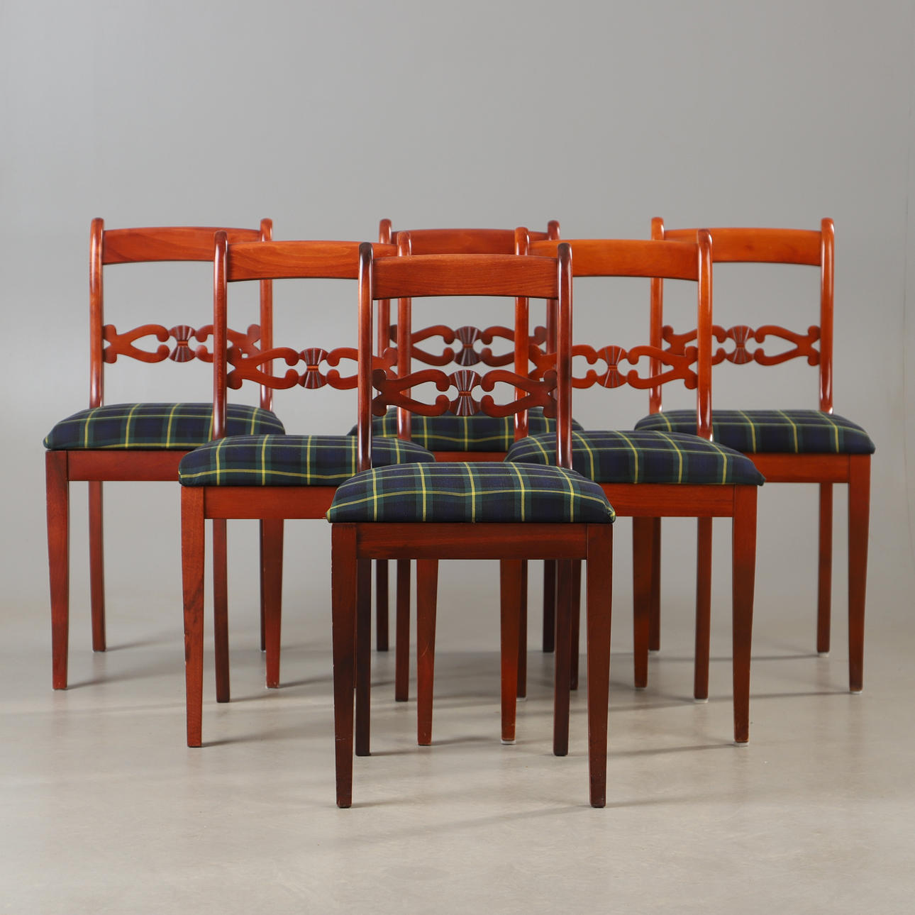 CHAIRS, 6 pieces, beech, Empire style.