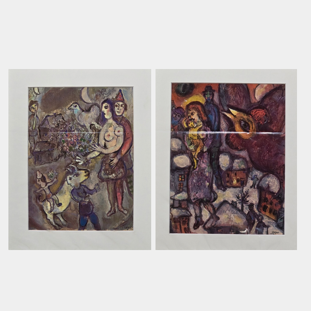 AFTER MARC CHAGALL. TWO ILLUSTRATIONS. 1968.