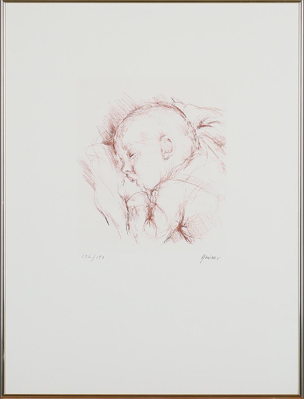 GUDMAR OLOFSSON. Sovande barn, grafiskt blad, signerad samt numrerad 136/150.