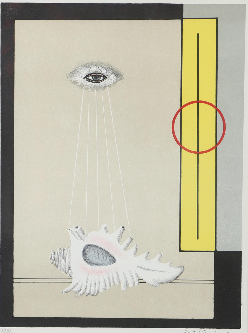 ESAIAS THORÉN. Composition with eye, colour lithograph, signed -80.