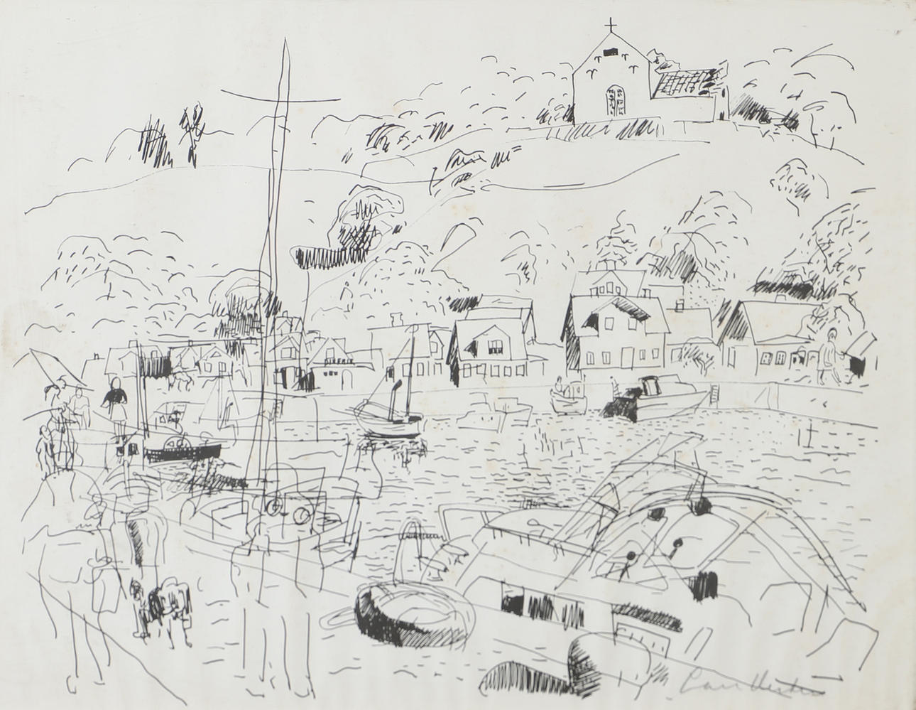 LARS HERDER. Motif from Råå, signed print.