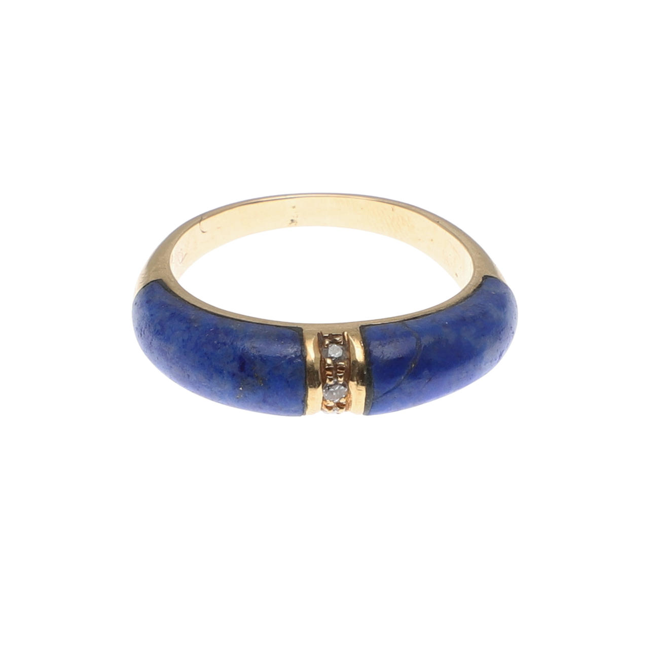 A LAPIS LAZULI AND DIAMOND RING.