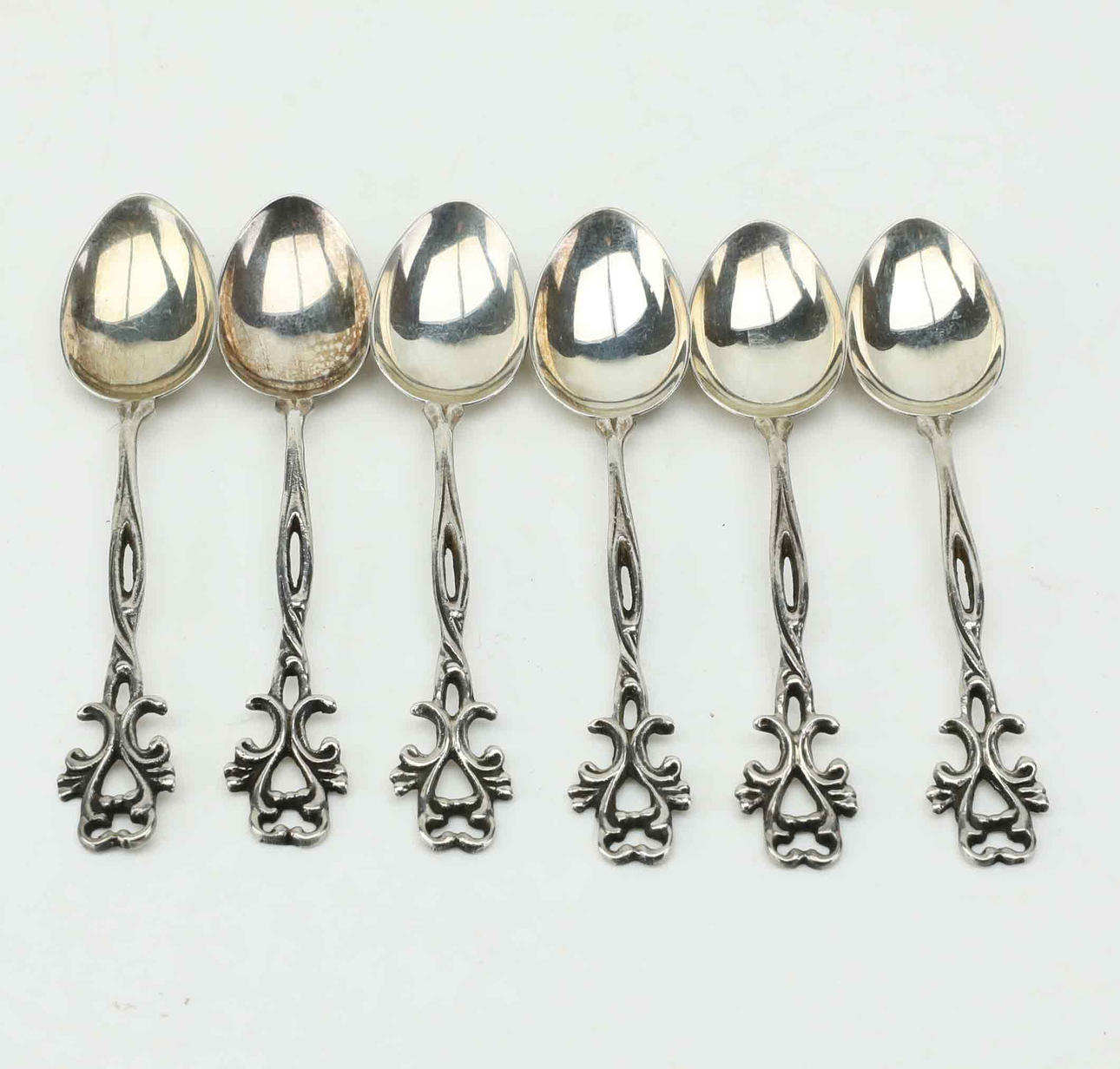 KAFFESKEDAR, 6 st, silver, GEWE, Malmö, 1900-tal.