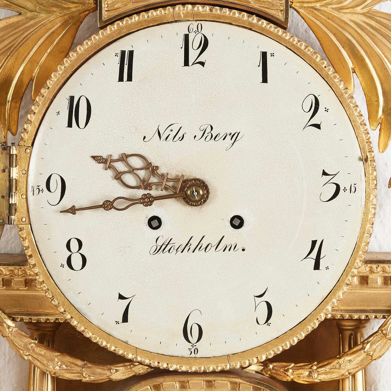 WALL CLOCK, by Nils Berg (clockmaker in Stockholm 1751-1794). Late ...