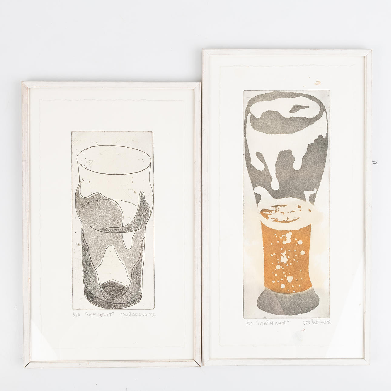 JON ÅKERLIND. Etchings, 2 pcs, signed and dated -92.