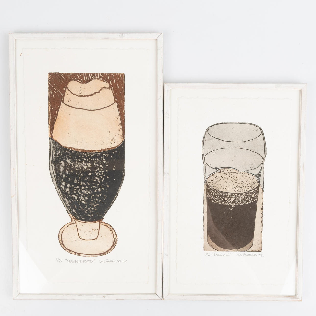 JON ÅKERLIND. Etchings, 2 pcs, signed and dated -92.