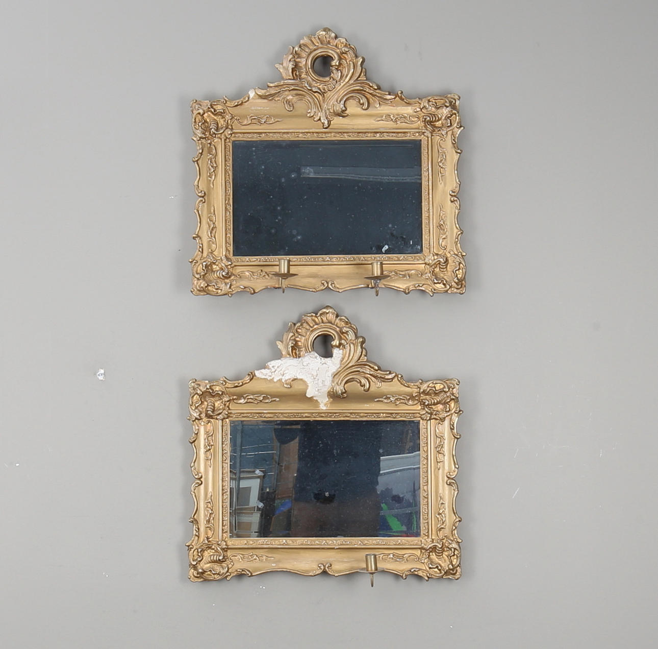 SPEGELLAMPETTER, 1 par, rokokostil, 1800-talets andra hälft.