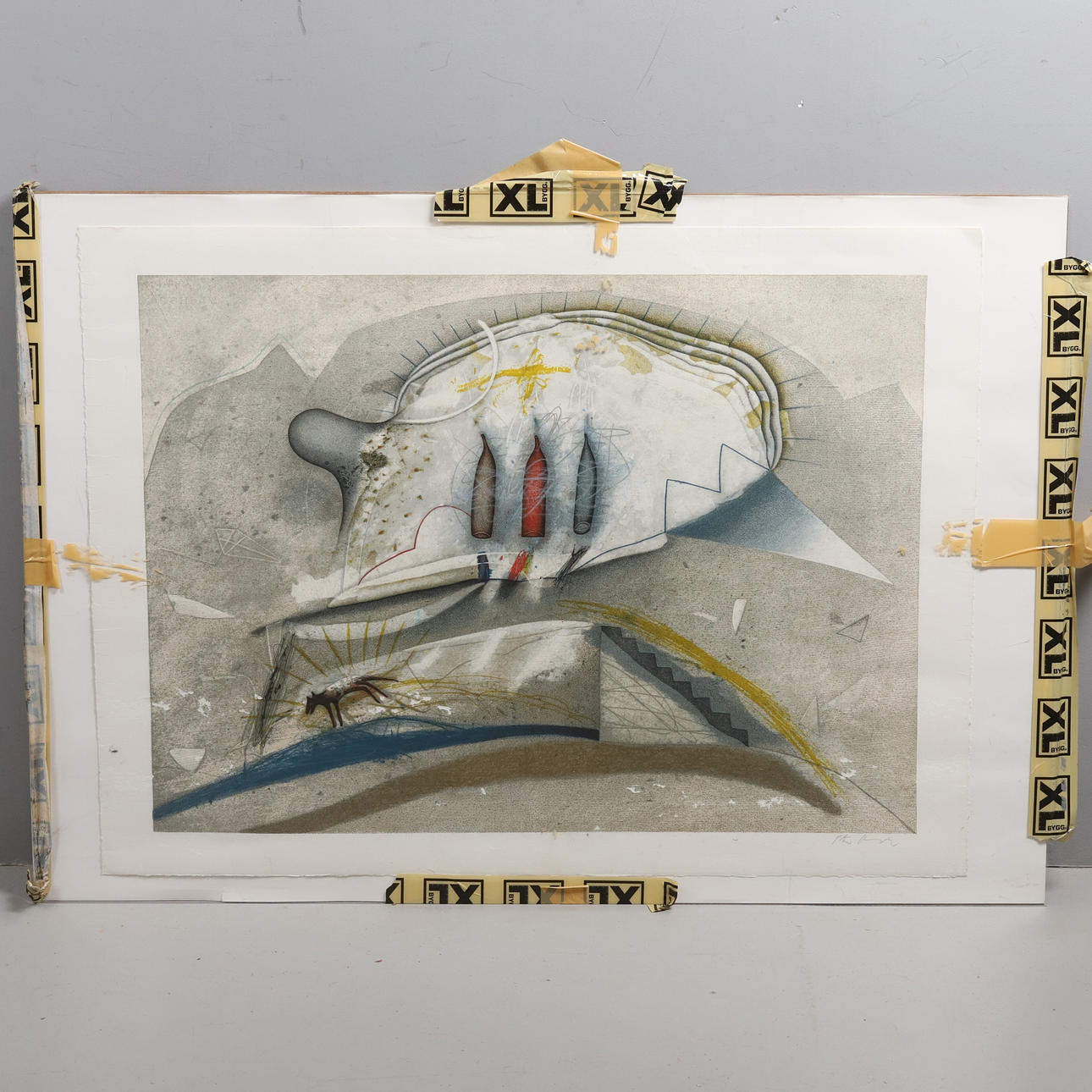 PETER KAMPEHL. COLOUR LITHOGRAPH, abstract composition, signed.