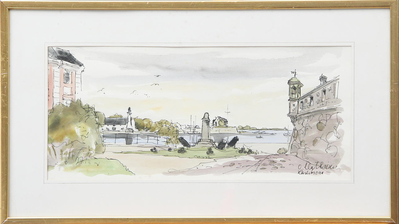 OLE MATHIESEN. WATERCOLOUR, Karlskrona, signed.