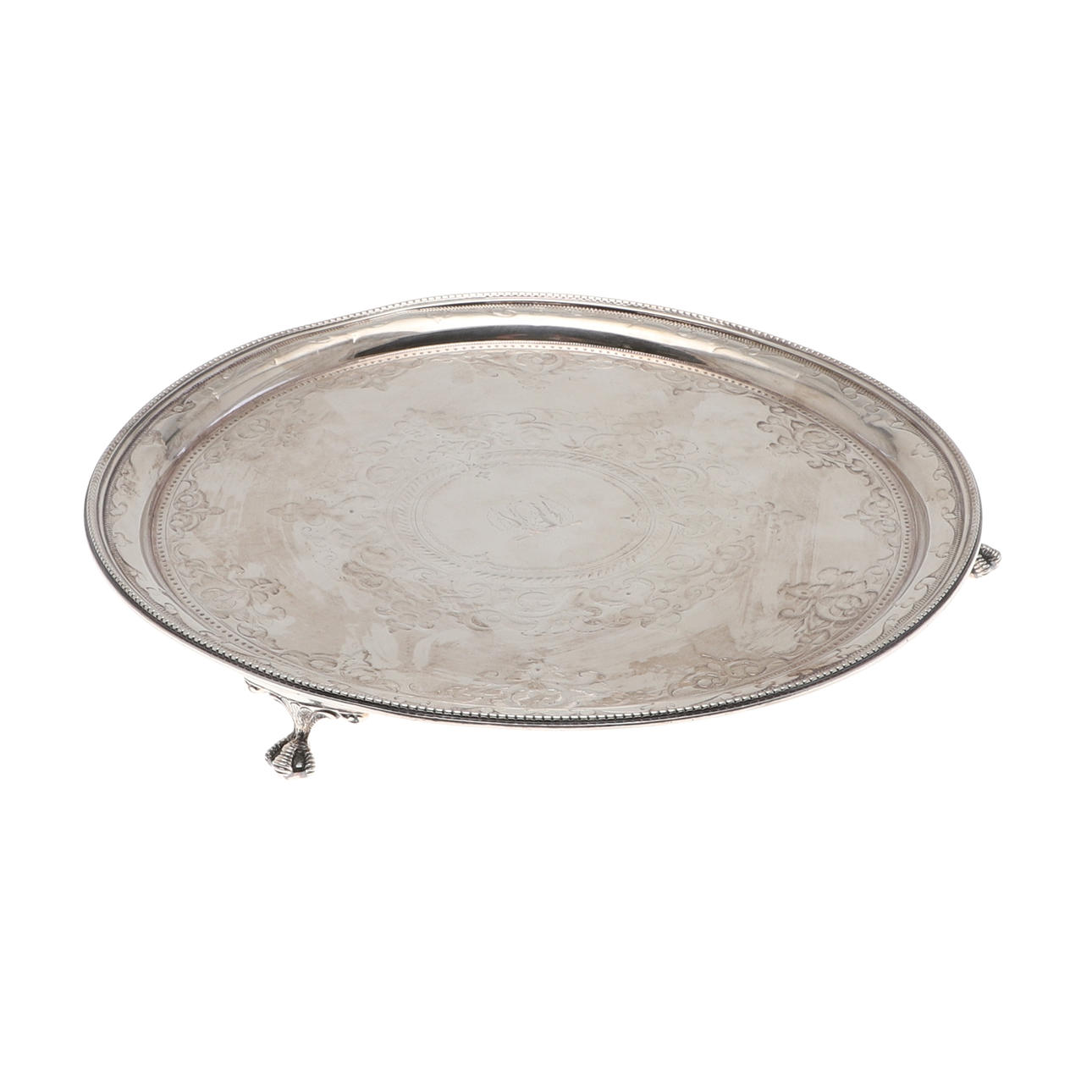 A VICTORIAN SILVER SALVER.