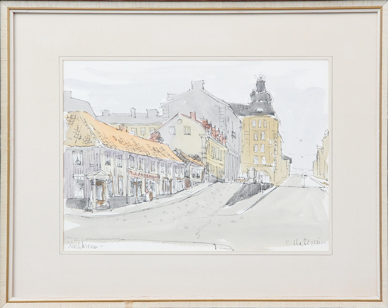 OLE MATHIESEN. WATERCOLOUR, Karlskrona, signed.