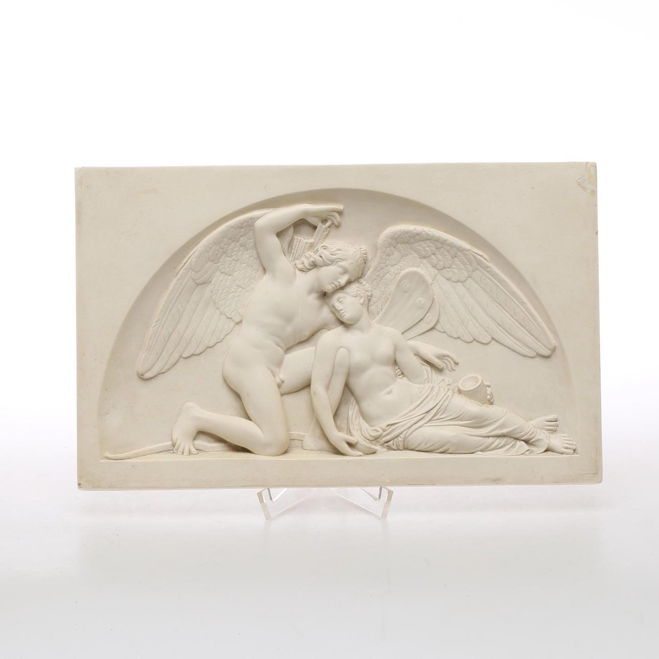 VÄGGRELIEF, "Amor väcker Psyke", Hans Christian Brix efter Bertel Thorvaldsen, keramik, Danmark.