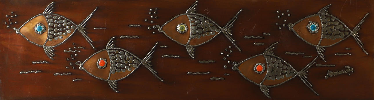 OKÄND KONSTNÄR. Fish, mixed media/metal, unsigned.