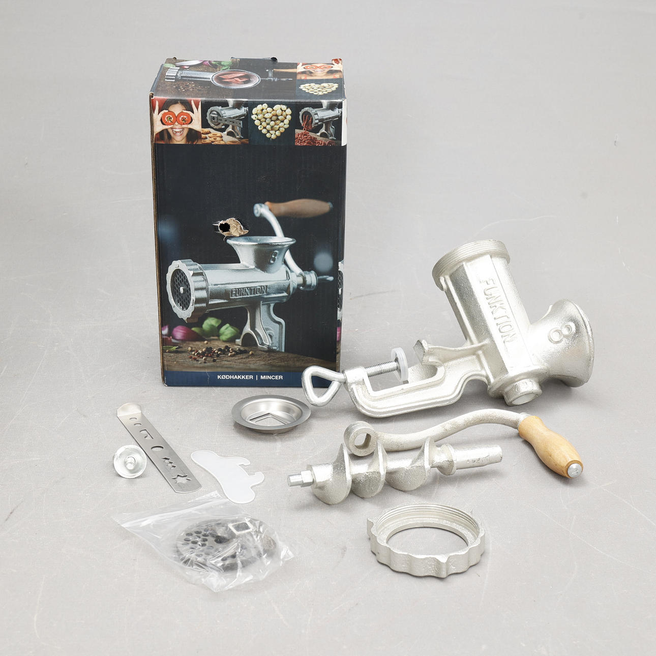 MEAT GRINDER, in original packaging.