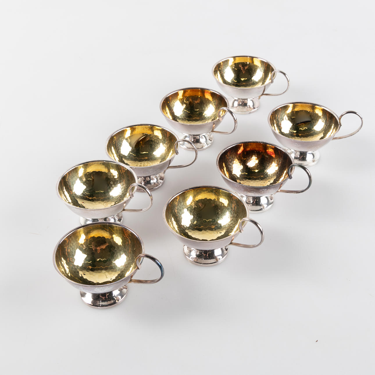 PUNCH BEAKERS, 8 pcs, silver, Ceson, 1970s.