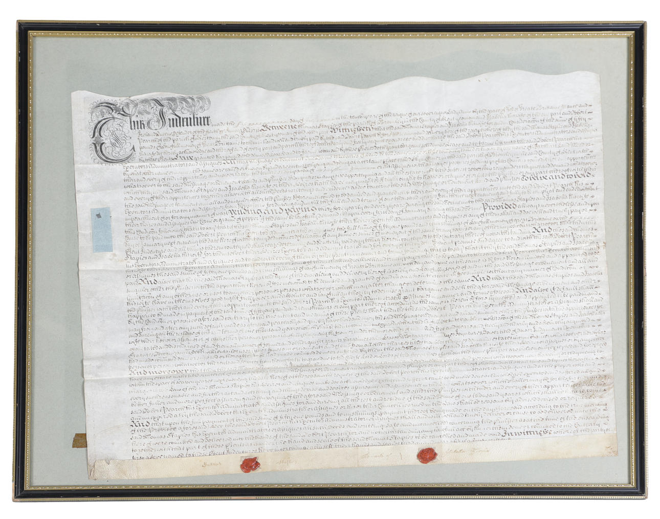 AN 18TH-CENTURY MANUSCRIPT INDENTURE.