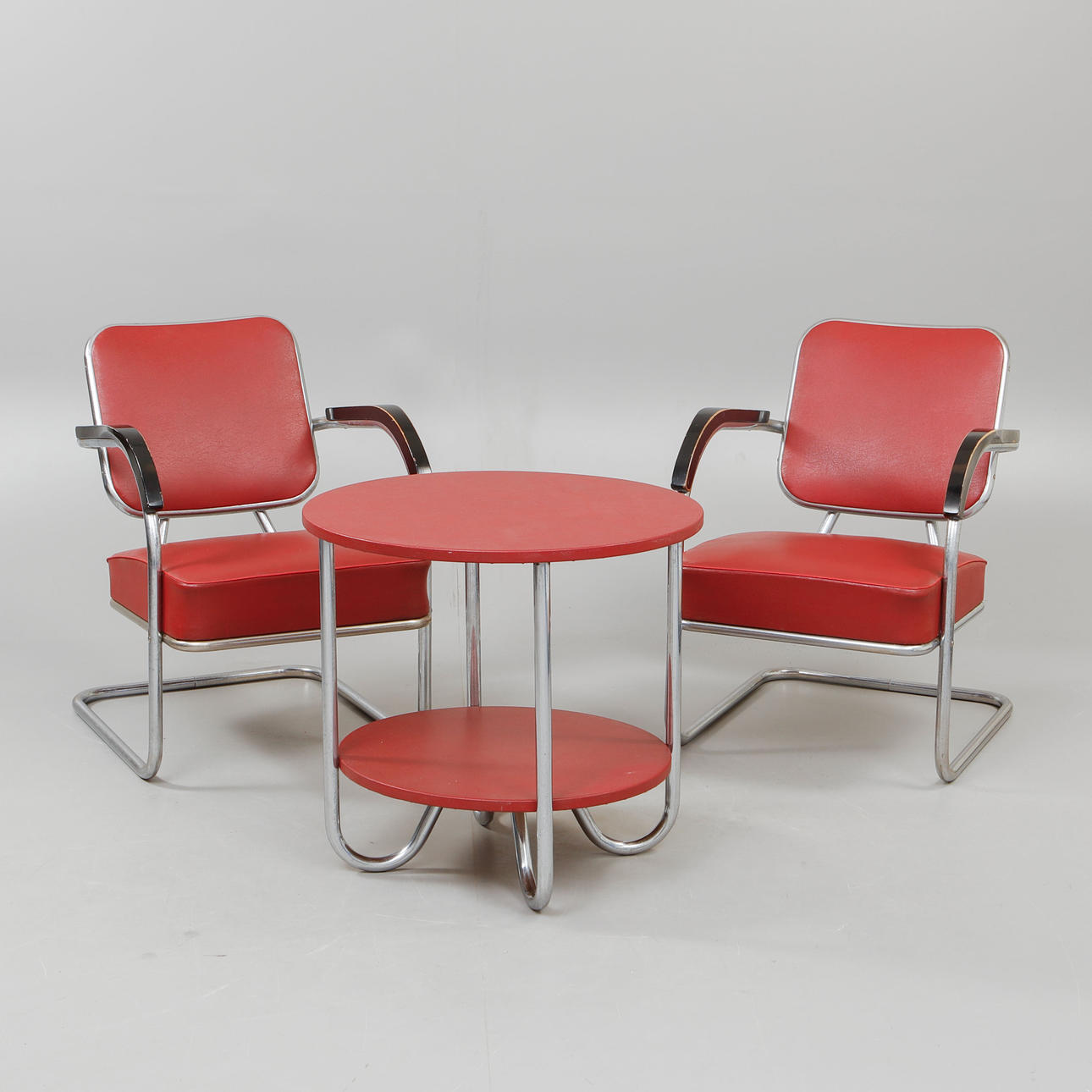 ARMCHAIRS 2 PCS AND TABLE, 20th century.