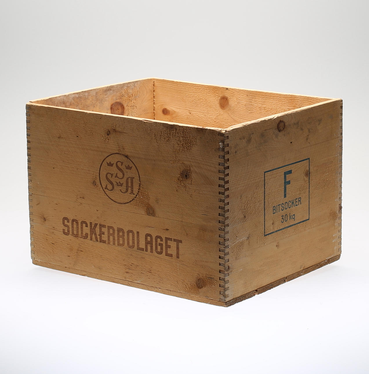 SOCKERLÅDA, trä, Sockerbolaget SSA, bitsocker 30 kg.