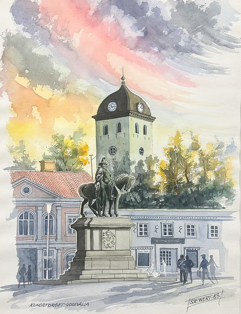 SIEWERT. WATERCOLOUR, "Kungstorget Uddevalla", signed, dated -83.