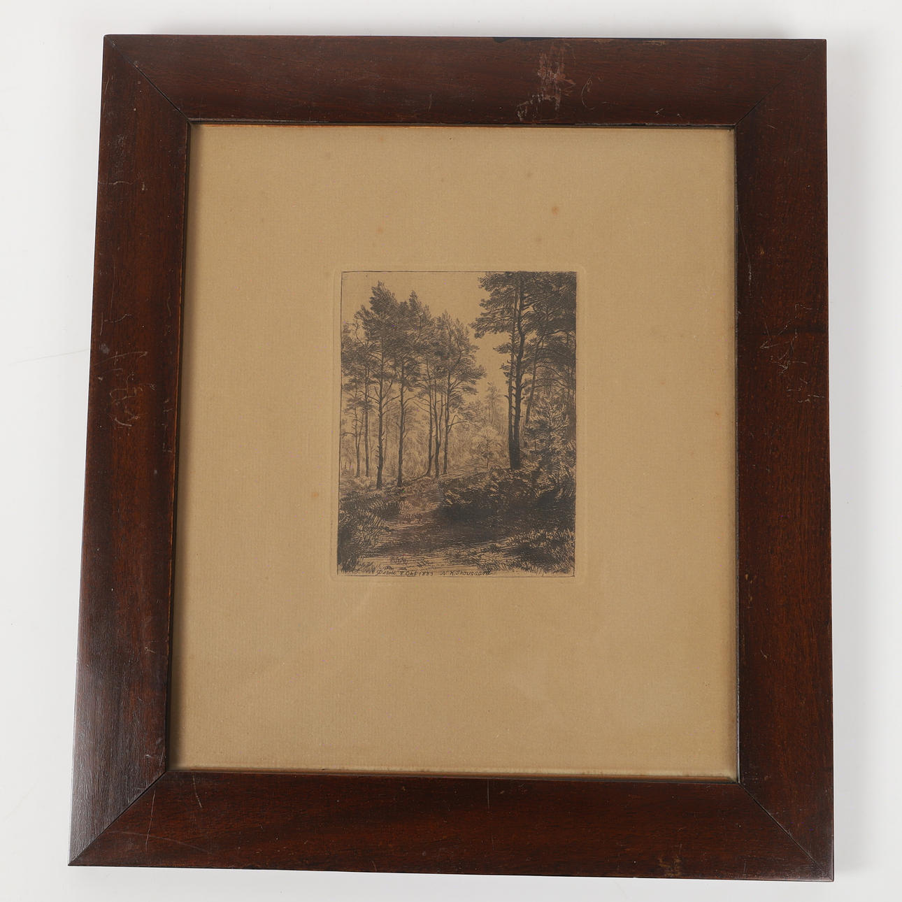 NIELS SKOVGAARD. Forest landscape, etching, signed N. Skovgaard.
