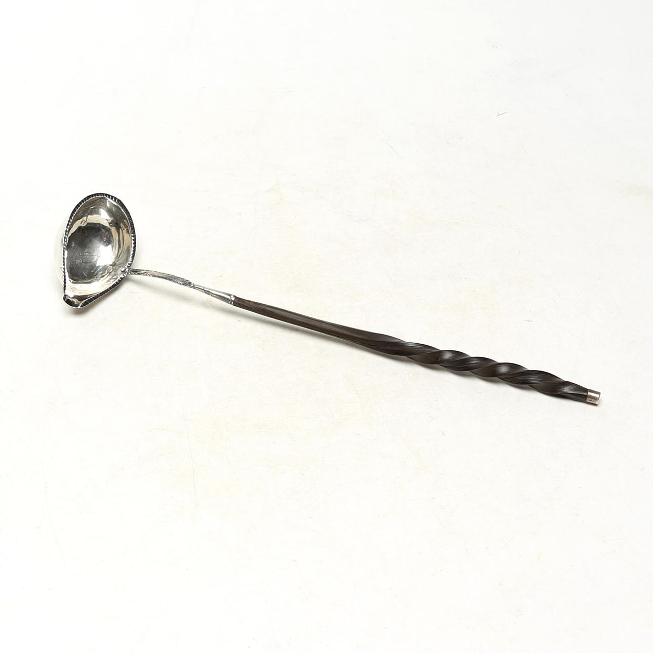 PUNCH LADLE, silver/wood, antique.