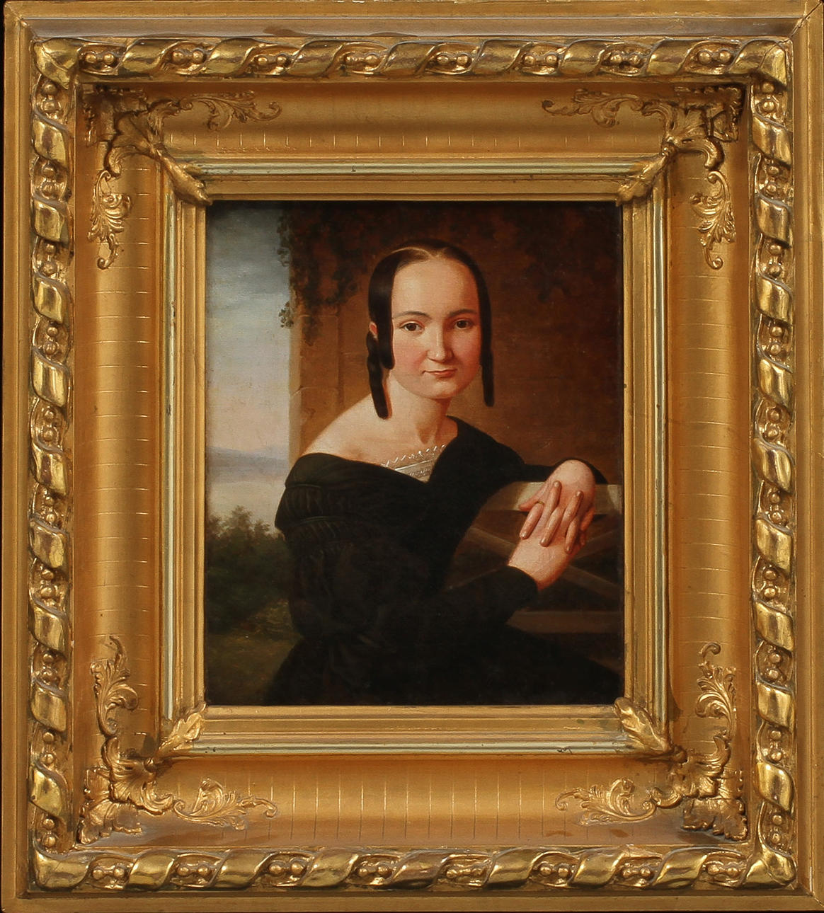 OIDENTIFIERAD KONSTNÄR. Damporträtt, olja på duk, 1800-tal.