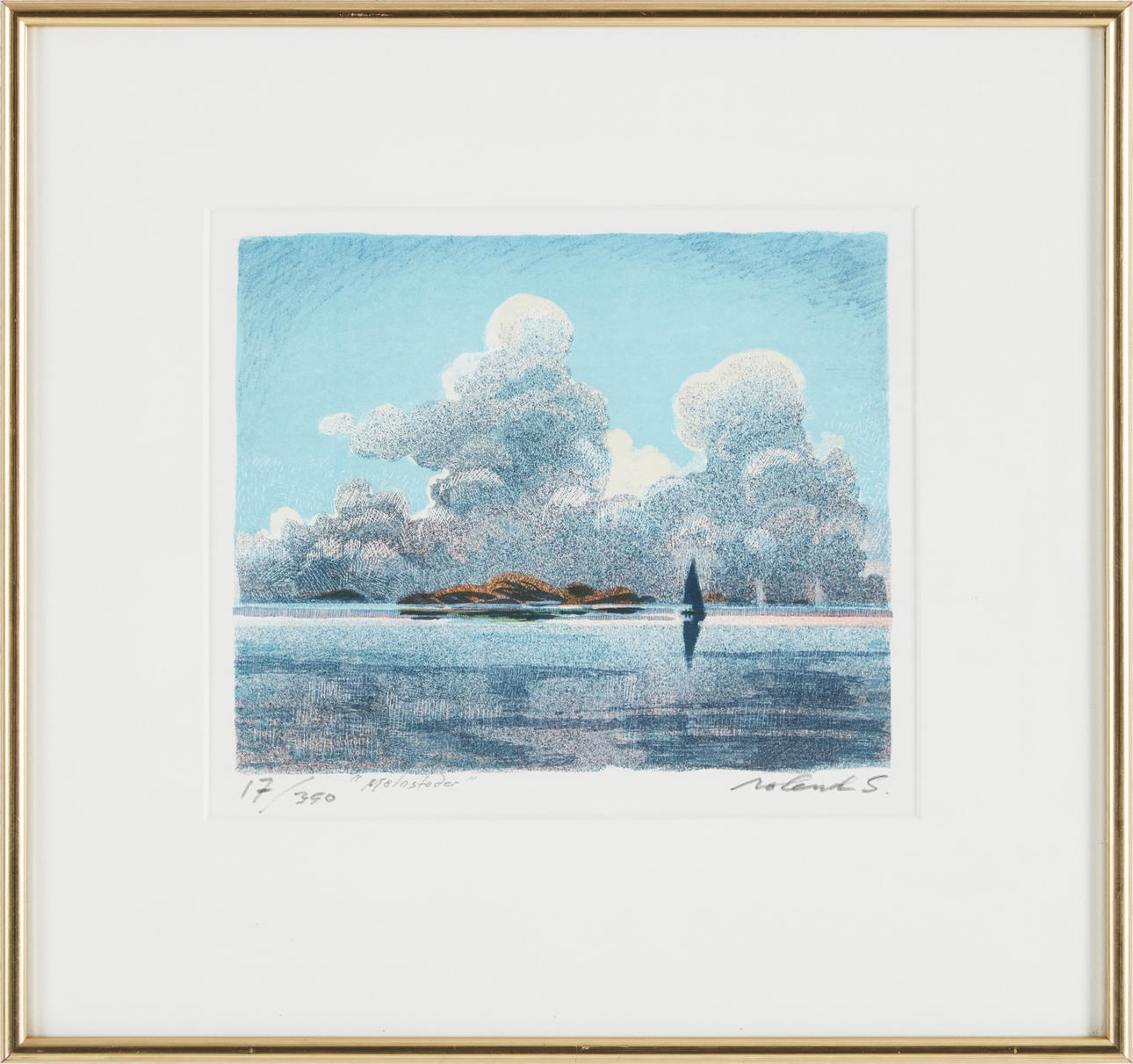 ROLAND SVENSSON. "Molnstoder", colour lithograph.