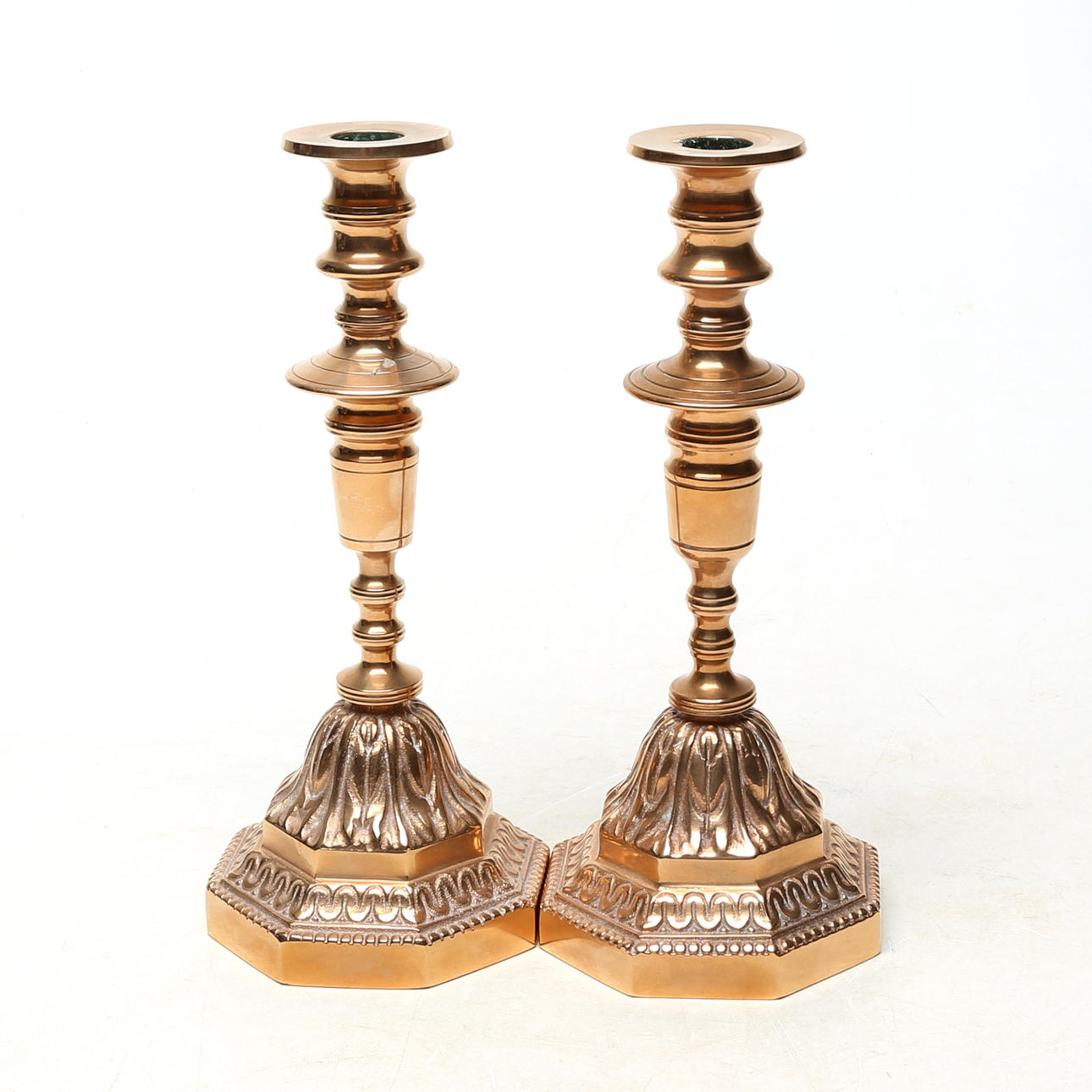 CANDLESTICKS, 1 pair, brass, Ekbergs.