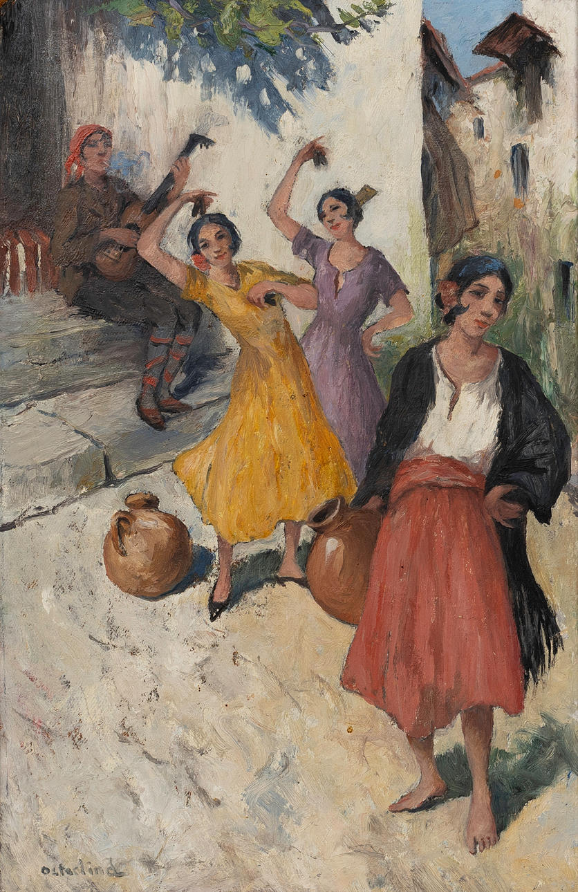 ALLAN ÖSTERLIND. Dancers, oil on panel, signed.