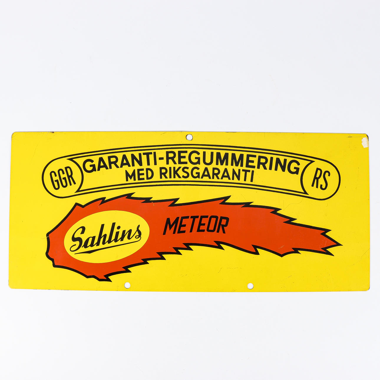 REKLAMSKYLT plåt, Sahlins Meteor.
