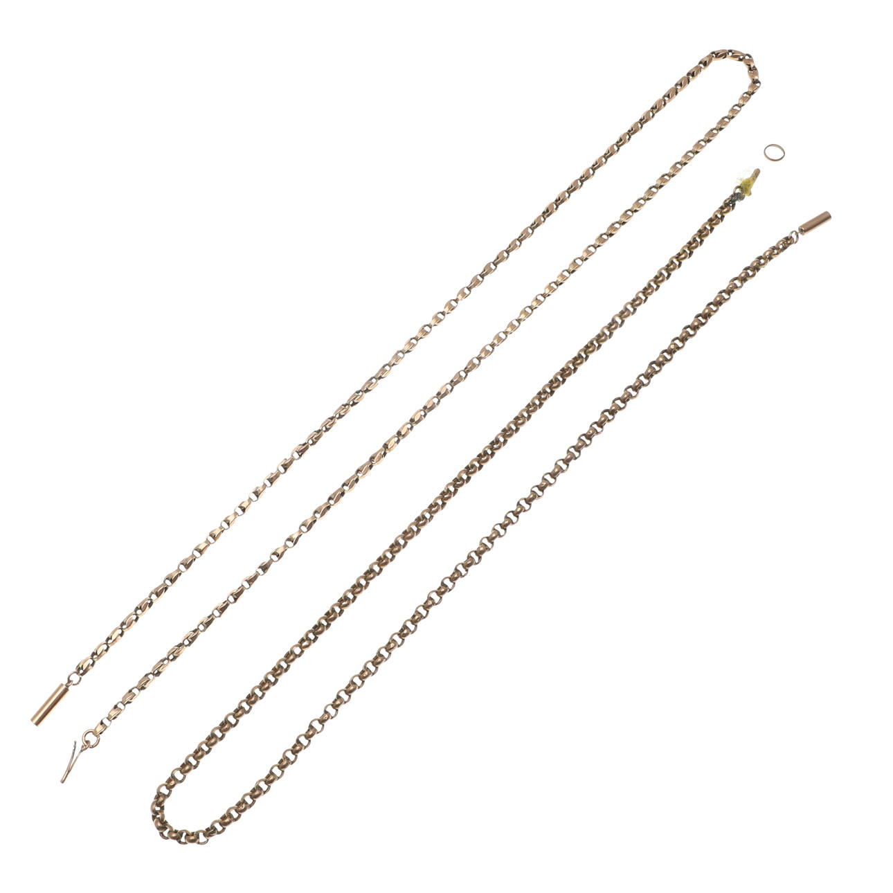 TWO 9CT GOLD CHAINS.