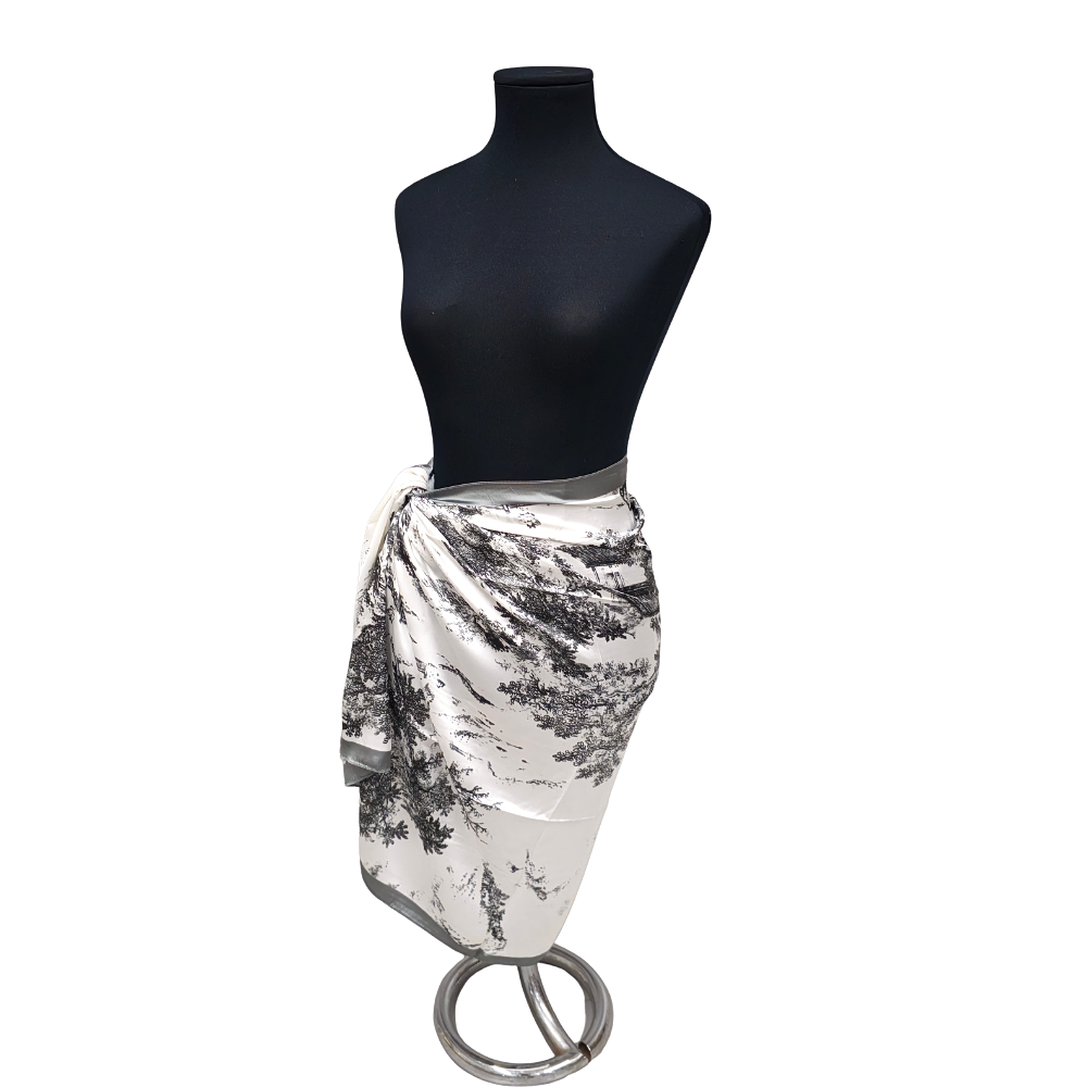 PRINTED SILK SARONG WITH FOREST LANDSCAPE.