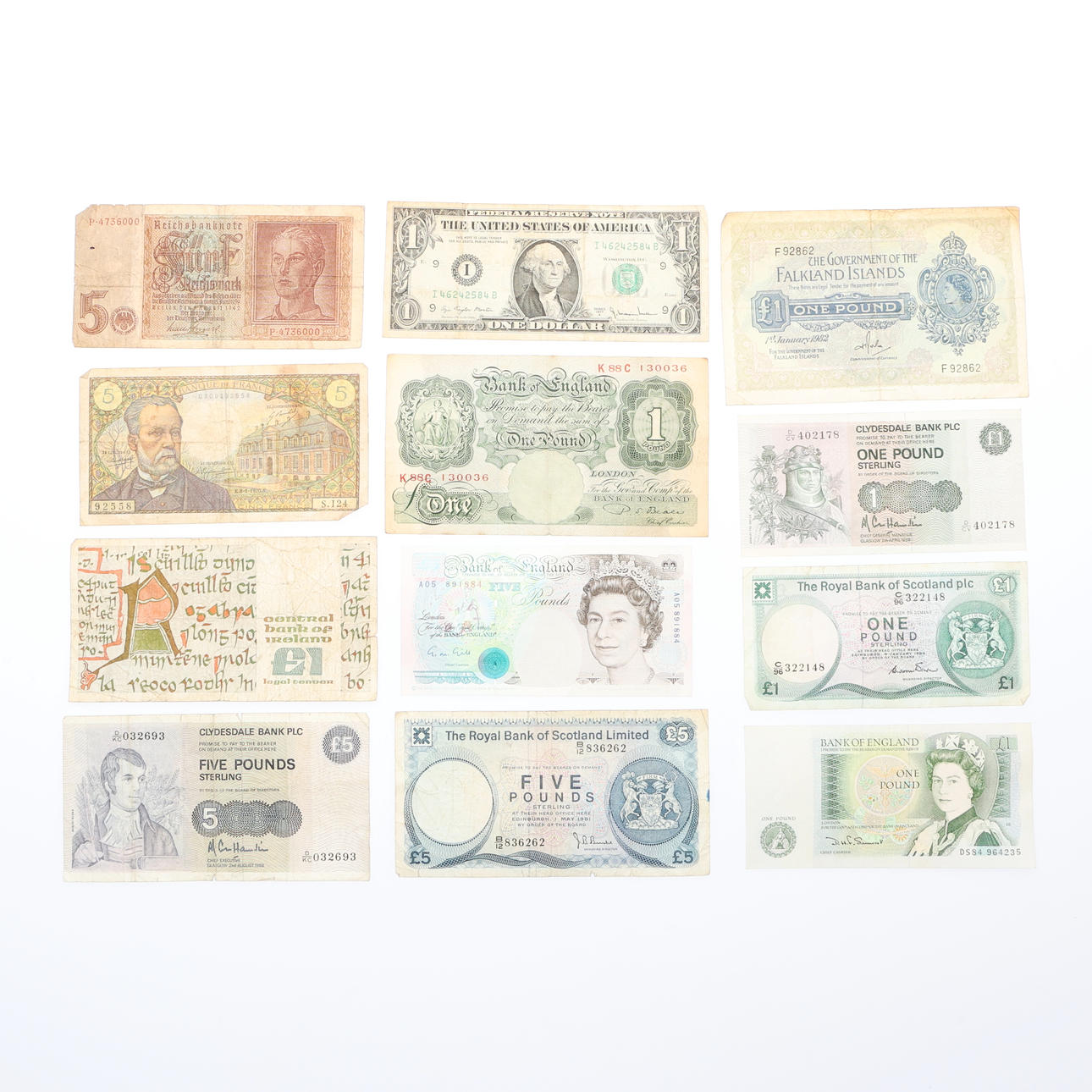 COLLECTION OF BANKNOTES, INCLUDING A GOVERNMENT OF THE FALKLAND ISLANDS ...